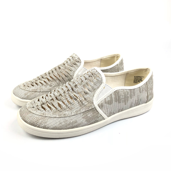 Kensie Shoes - Kensie Josefina Woven Gray White Slip On Sneakers